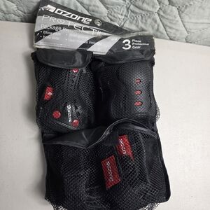 Ozone Protective 3-Piece Skate Pad Set - Black & Red